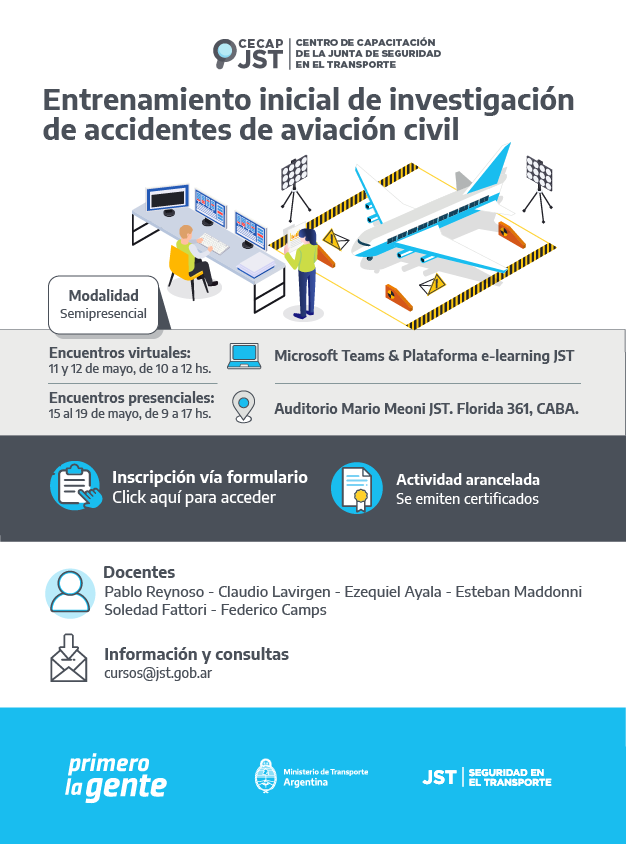 Imagen del flyer del curso Entrenamiento inicial de investigación de accidentes de aviación civil